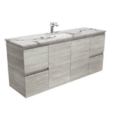 Fienza Edge Industrial Calacatta Marble Wall Hung 1500mm Vanity (Single Bowl) SM150XS (4597291941948)