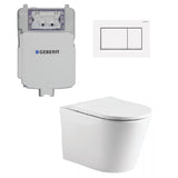Geberit Toilet Package, Oliveri Oslo Wall Face Toilet Pan to Floor, Sigma 8 Inwall Cistern with Sigma 30 Flush Plate Matt White (4675267067964)