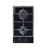 Artusi Cooktop 30cm Gas with Cast Iron Trivets Black Glass CAGH32B