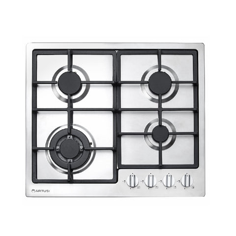 Artusi Cooktop 60cm 4 Burner Gas Hob With Flame Failure Cast Iron Trivets Stainless Steel CAGH600CIX (4615426768956)