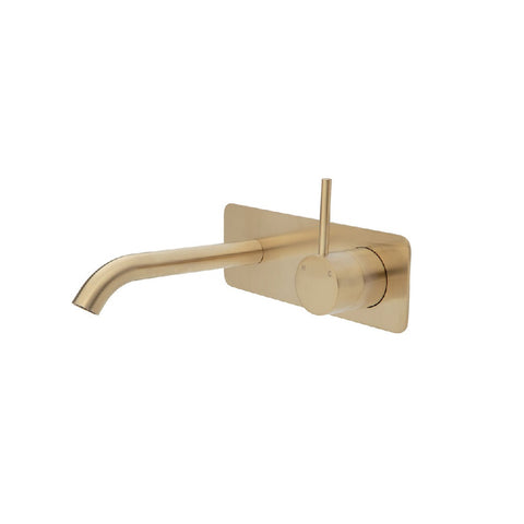 Fienza Kaya Up Wall Basin/ Bath Mixer Set Soft Square Plate 160mm Outlet Urban Brass 228119UB (4705868218428)