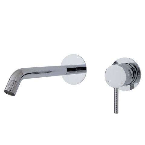 Fienza Axle Basin/ Bath 200mm Wall Mixer Set Round Plate Chrome 231104-200