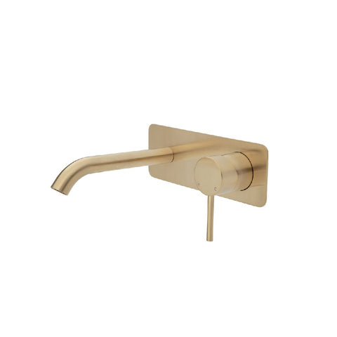 Fienza Kaya Wall Basin/ Bath Mixer Set Soft Square Plate 160mm Outlet Urban Brass 228106UB (4705868152892)