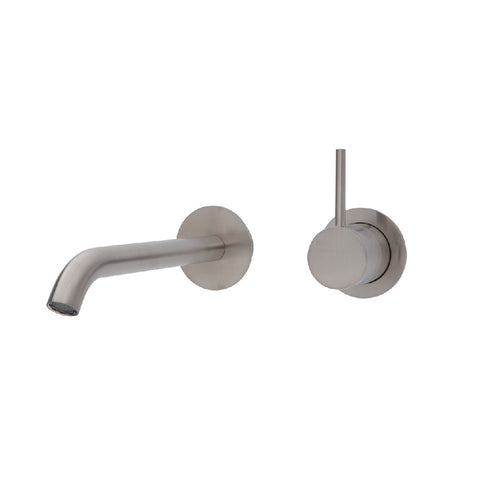 Fienza Kaya Up Wall Basin/ Bath Mixer Set Round Plate 200mm Outlet Brushed Nickel 228118BN-200 (4705866448956)