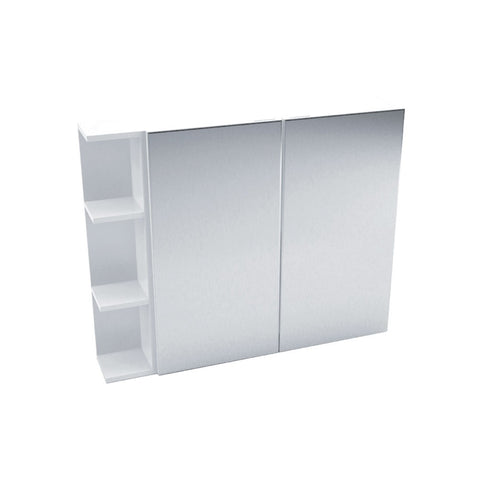 Fienza Mirror Cabinet 900mm with one side shelf Gloss White PS90 (4689840701500)