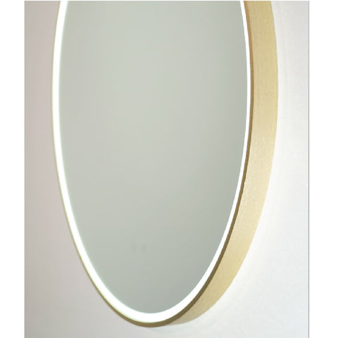 Remer Sphere Mirror Demister LED 600x600mm Brushed Brass Aluminium Frame S60D-BB