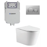 Geberit Toilet Package, Oliveri Oslo Wall Face Toilet Pan to Floor, Sigma 8 Inwall Cistern with Sigma 20 Flush Plate Matt Chrome (4675267166268)