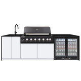 Euro Alfresco Outdoor Kitchen Eva Plus 2.9m long White Cabinetry/20mm Sparkling Black Stone Benchtop Free Assembly, Check & Measure* Evaplus04