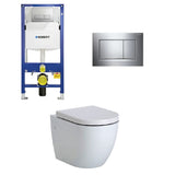 Geberit Toilet Package, Fienza Koko White Wall Hung Pan, Sigma 8 Inwall Cistern Frame with Sigma 30 Flush Plate Bright Chrome (4675267821628)