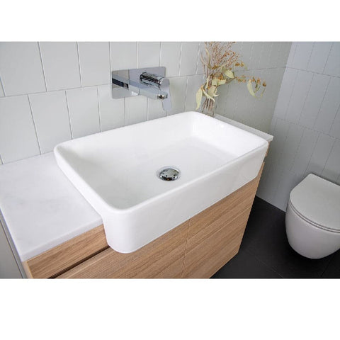 ADP Lino Semi Recessed Basin Gloss 595mm White TOPCLIN5938GW
