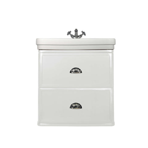 Turner Hastings Stafford 62 x 50 White Vitreous China Wash Basin & White Gloss Two Drawer Wall Hung Vanity 1 Taphole ST624WHV-WG1