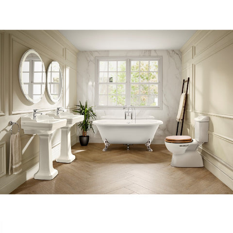 Johnson Suisse Colonial Wall Basin 1th with Pedestal White JBSC861.1.PW5+JBSC830