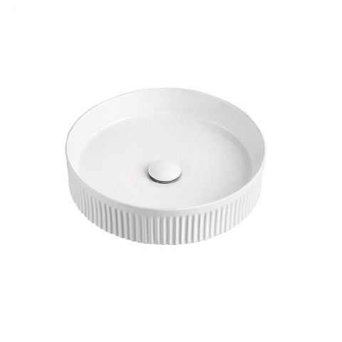 ADP Round Fluted Above Counter Basin Gloss White TOPCRFL405GW