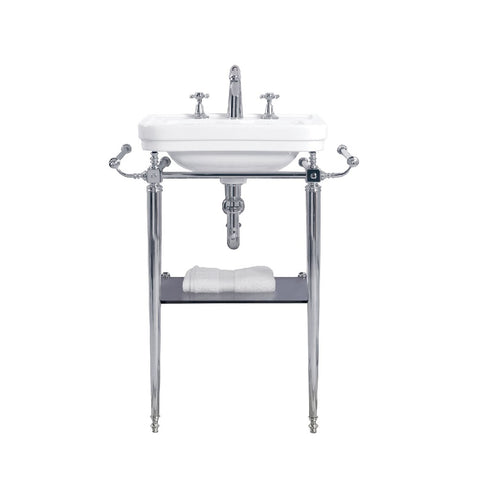 Turner Hastings Stafford 51 x 43 Vitreous China Wash Basin & Chrome Console Stand 3 Taphole ST513CS-3