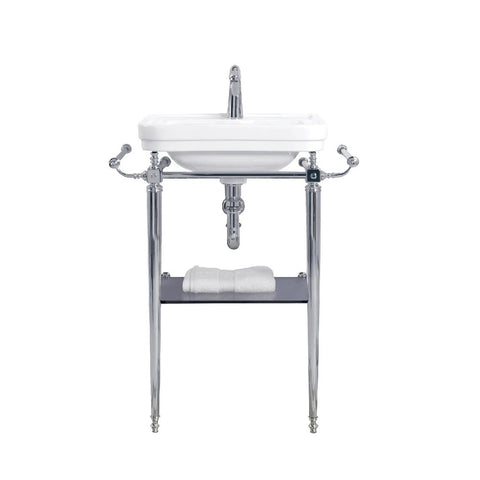 Turner Hastings Stafford 51 x 43 Vitreous China Wash Basin & Chrome Console Stand 1 Taphole ST513CS-1