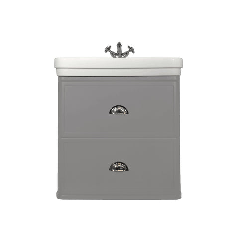 Turner Hastings Stafford 62 x 50 White Vitreous China Wash Basin & Taupe Grey Two Drawer Wall Hung Vanity 1 Taphole ST624WHV-TG1