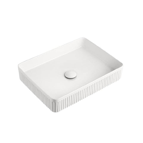 ADP Rectangular Fluted Above Counter Basin Gloss White TOPCRFL5047GW