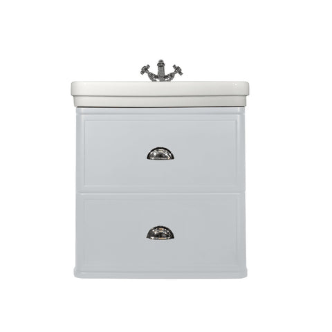 Turner Hastings Stafford 62 x 50 White Vitreous China Wash Basin & Misty Grey Two Drawer Wall Hung Vanity 1 Taphole ST624WHV-MG1