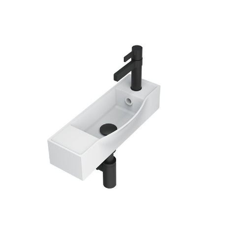 ADP Halo Wall Basin 1 Tap Hole RH Matte White TOPSHAL45WMRTH