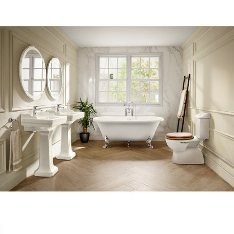 Johnson Suisse Colonial Wall Basin 3th with Pedestal White JBSC861.3.PW5+JBSC830