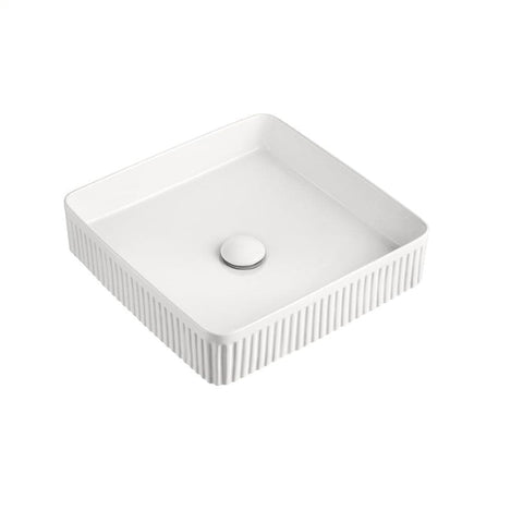 ADP Square Fluted Above Counter Basin Gloss White TOPCSFL405GW