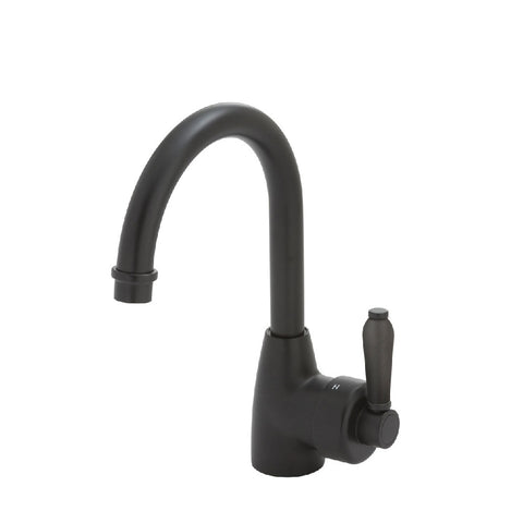 Fienza Eleanor Gooseneck Basin Mixer Matte Black with Matte Black Handle (4358689325116)