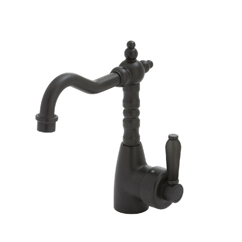 Fienza Eleanor Shepherds Crook Basin Mixer Matte Black with Matte Black Handle (4358689030204)