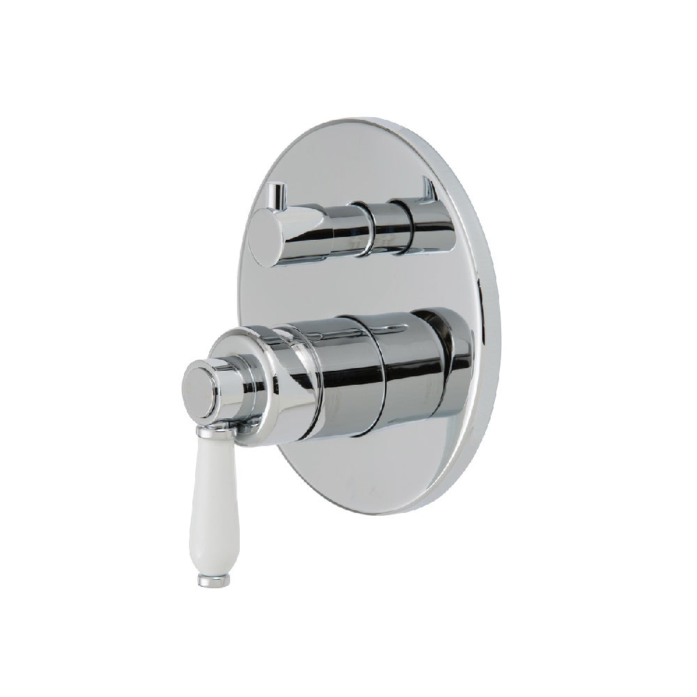 Fienza Eleanor Wall Shower Mixer Diverter Chrome with White Ceramic handle (4358687522876)