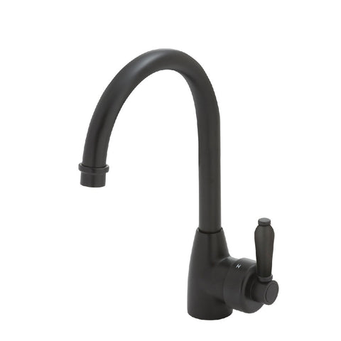 Fienza Eleanor Gooseneck Sink Mixer Matte Black with Matte Black Handle (4358689456188)