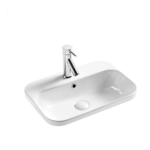 Seima Pacto 530 Basin White with OverflowOne Taphole 191083 (4438189178940)