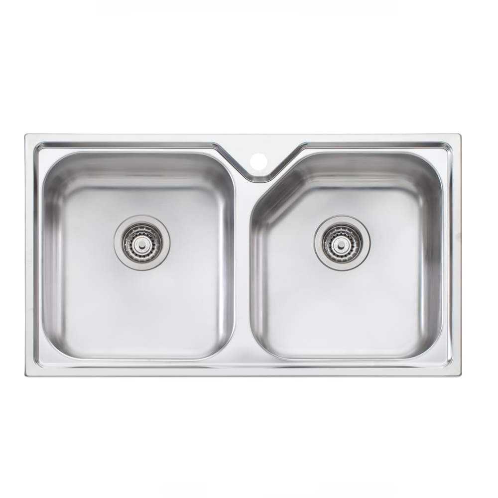 Oliveri Nu Petite Sink 875 x 500 Double Bowl Undermount 1 Tap Hole Stainess Steel (4358684672060)