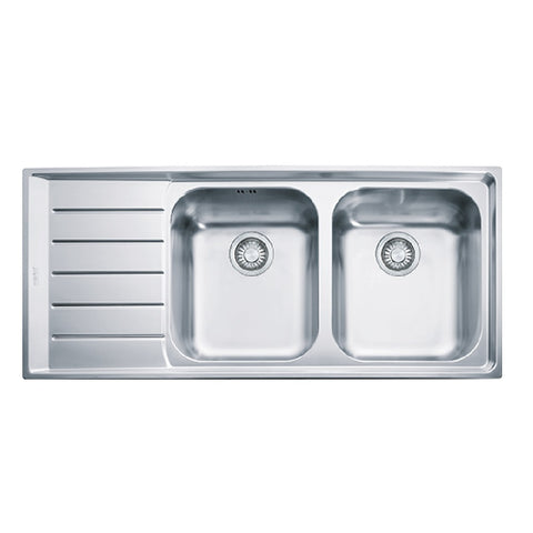 Franke Sink Neptune Double Bowl Left Hand Drainer- Stainless Steel- NEX621LHD (4429427376188)