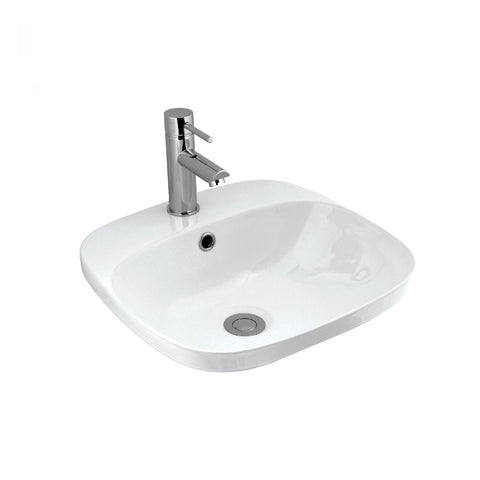 Seima Pacto 420 Basin White with OverflowOne Taphole 191084 (4438188982332)
