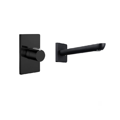 Vito Bertoni Sol Black & Chrome Wall Basin/Bath Set 180mm Fixed 44109 (4439451795516)