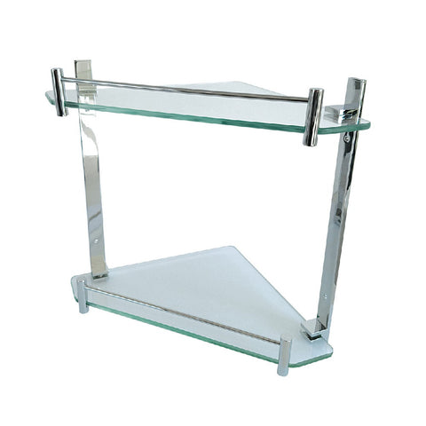 Fienza Modena Glass Corner Shelf Double Chrome E230A (4488982691900)