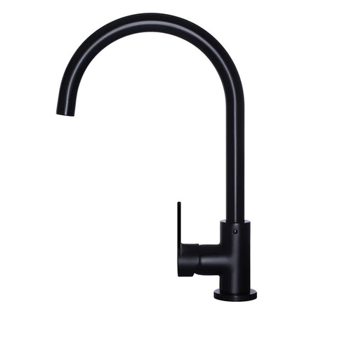 Meir Round Gooseneck Kitchen Mixer Tap Matte Black MK03PD