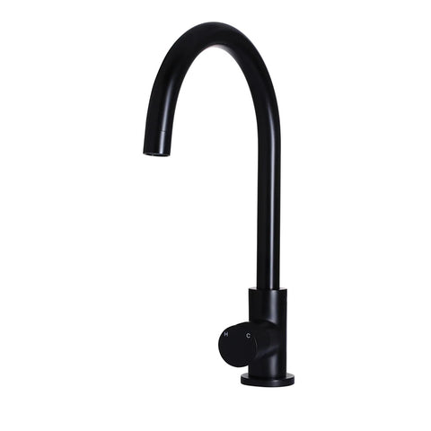 Meir Round Gooseneck Kitchen Mixer Tap Matte Black MK03PN