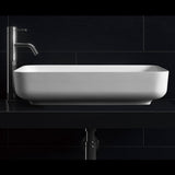 Kaskade Bonn Rectangular Counter Top Basin 540mm Stone Matt White BONN540