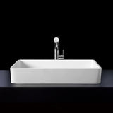 Kaskade Devon Rectangular Counter Top Basin 600mm Stone Matte White BRA08-600