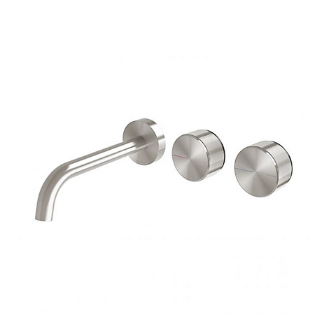 Phoenix Axia Wall Basin / Bath Curved Outlet Hostess Set 180mm Brushed Nickel 117-1125-40