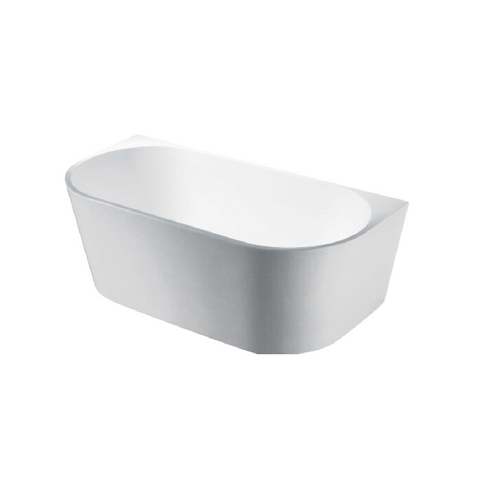 Elivia Freestanding Back to Wall Bath 1500x750x580mm Gloss White PBK-ELBT1500