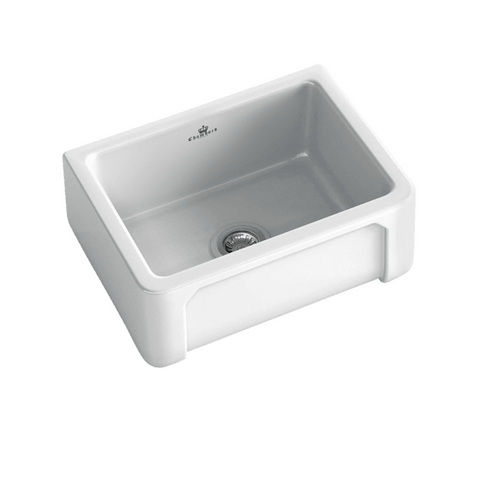 Abey Chambord Henri Single Bowl Fireckay Sink 595x480x220mm White HENRI-1W