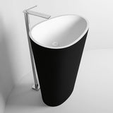 Kaskade Viva Egg Pedestal Basin 600mm Stone Matte Black KP03-600