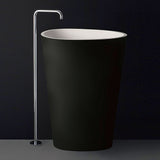 Kaskade Viva Egg Pedestal Basin 600mm Stone Matte Black KP03-600