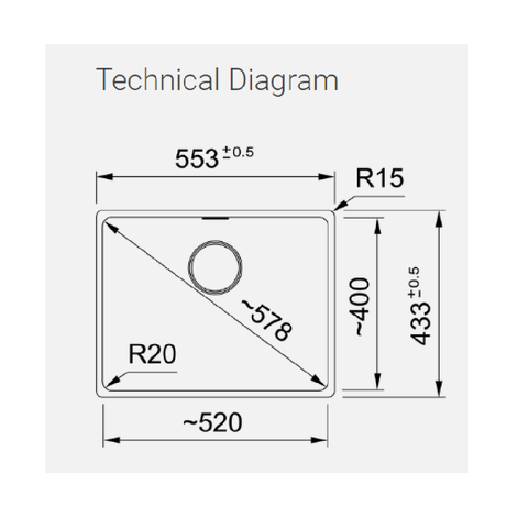 Franke Sink Maris Single Bowl 520mm Flushmount Stone Grey MRG210-52B-SG