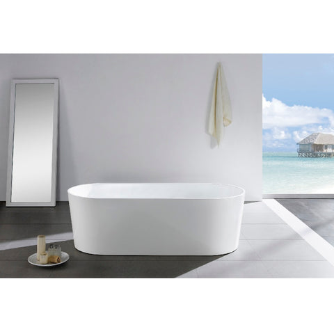 Ovia Freestanding Bath 1300x710x550mm (Acrylic) Gloss White PBK-OBT1300NF