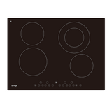 Omega Cooktop 70cm, 4 zone ceramic hob, frameless black glass, touch control Black OCC70TZ