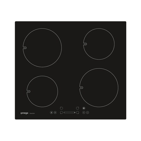 Omega Cooktop 60cm, 4 zone Induction cooktop, frameless black glass, Slider control Black OCI64