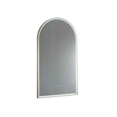 Remer Arch Mirror LED 500x900mm Brushed Brass Aluminium Frame AR50D-BB