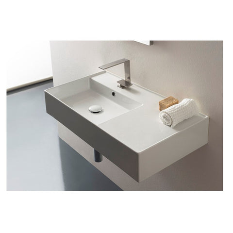 ADP Teorema Wall Basin 800 Left Hand Offset Bowl White TOPCTEO80GWL